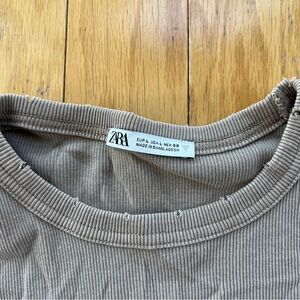 Zara Taupe Ribbed Top